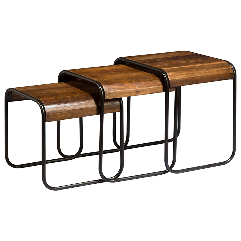Комплект из 3-х приставных столов Sydney Side Tables Коричневый Черный Комплект из 3-х приставных столов Sydney Side Tables Коричневый Черный в Брянске | Loft Concept