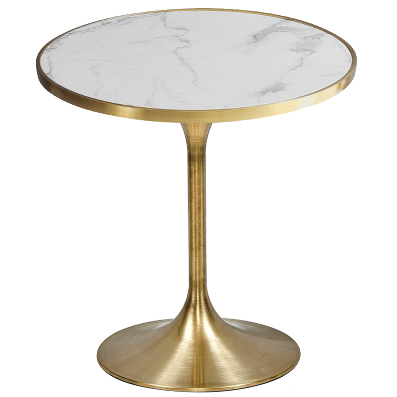 Обеденный стол Lovisa Table Circle Белый Латунь сатинированная Обеденный стол Lovisa Table Circle Белый Латунь сатинированная в Брянске | Loft Concept