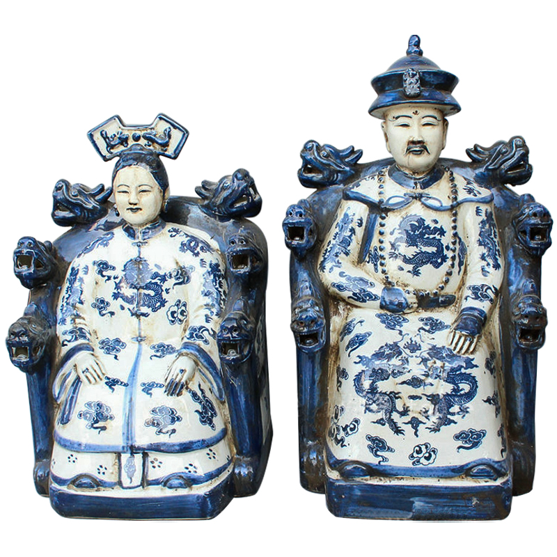 Комплект из двух статуэток Emperor and Empress Белый Синий Комплект из двух статуэток Emperor and Empress Белый Синий в Брянске | Loft Concept