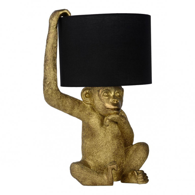Настольная лампа с Золотой Обезьяной Monkey holding a lampshade Черный Золотой Настольная лампа с Золотой Обезьяной Monkey holding a lampshade Черный Золотой в Брянске | Loft Concept