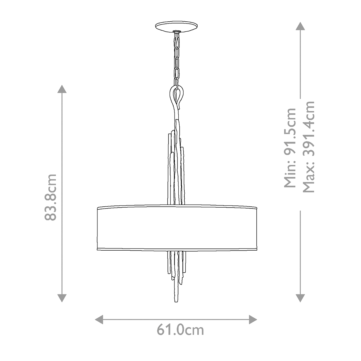 Люстра подвесная с широким белым текстильным абажуром и вертикальными декоративными элементами Hinkley в Брянске