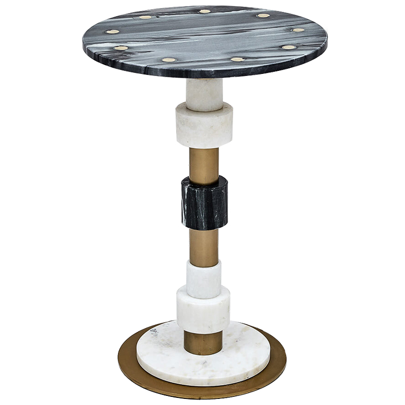 Приставной стол Aegina Side Table Черно-белый Белый Латунь Приставной стол Aegina Side Table Черно-белый Белый Латунь в Брянске | Loft Concept
