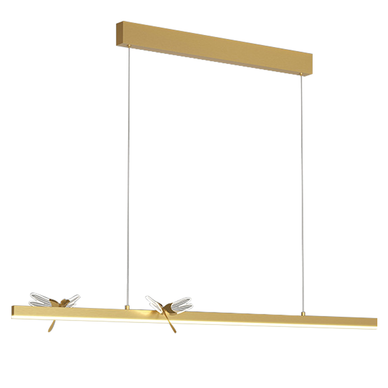 Линейный светильник со стрекозами Dragonfly Linear Chandelier Gold Золотой Прозрачный Линейный светильник со стрекозами Dragonfly Linear Chandelier Gold Золотой Прозрачный в Брянске | Loft Concept