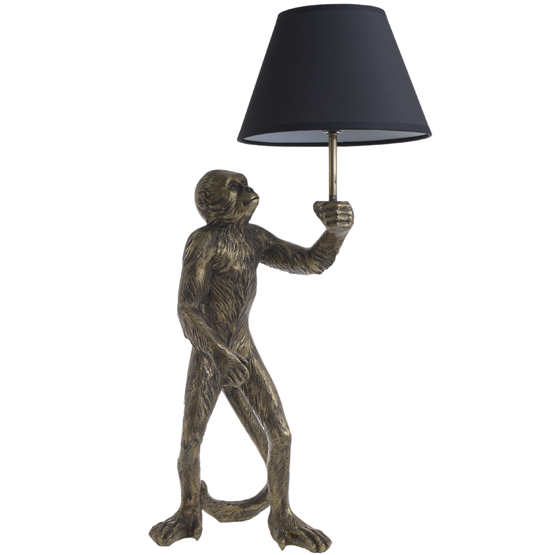 Настольная лампа Monkey with Black Lampshade Золотой Черный Настольная лампа Monkey with Black Lampshade Золотой Черный в Брянске | Loft Concept