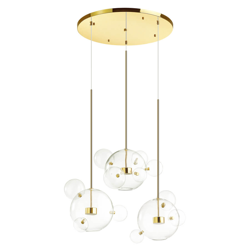 Люстра Transparent Bubble Chandelier Gold Circle Глянцевое золото Прозрачный в Брянске | Loft Concept 