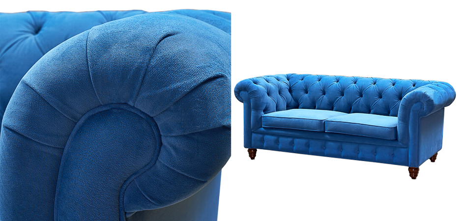 Диван Mini Kensington double blue velor Диван Mini Kensington double blue velor - Loft-Concept в Брянске