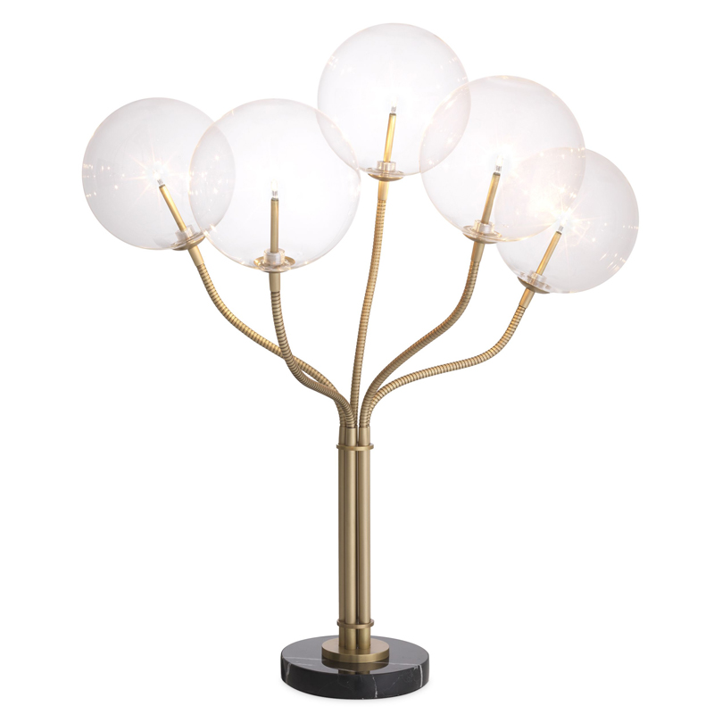 Настольная лампа Eichholtz Table Lamp Elon Латунь Античная полированная Прозрачный Черный Мрамор Nero Настольная лампа Eichholtz Table Lamp Elon Латунь Античная полированная Прозрачный Черный Мрамор Nero в Брянске | Loft Concept