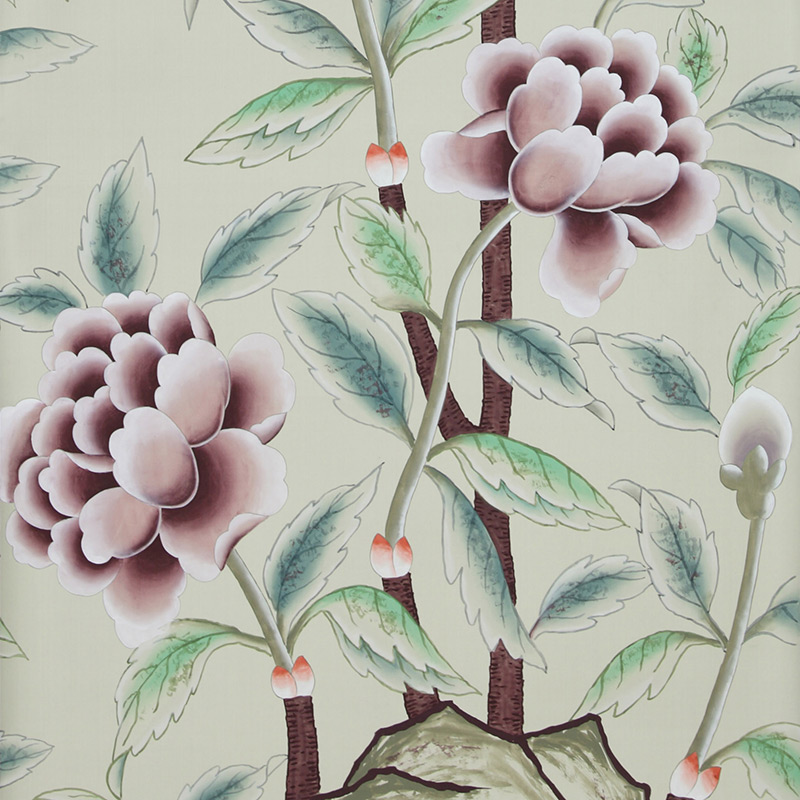 Обои ручная роспись Korean Peony Special Colourway on Icefield dyed silk Обои ручная роспись Korean Peony Special Colourway on Icefield dyed silk в Брянске | Loft Concept