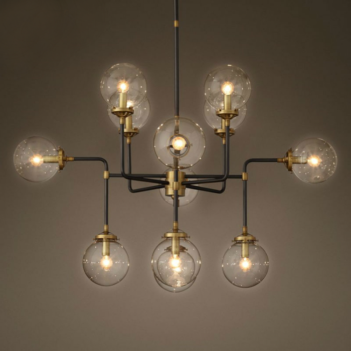 Люстра Bistro Globe Clear Glass Chandelier 12 Черный Люстра Bistro Globe Clear Glass Chandelier 12 Черный в Брянске | Loft Concept