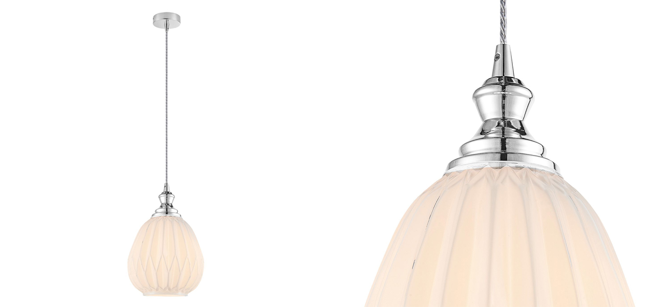 Подвесной светильник с рельефным белым плафоном Eustoma 19 см - фото