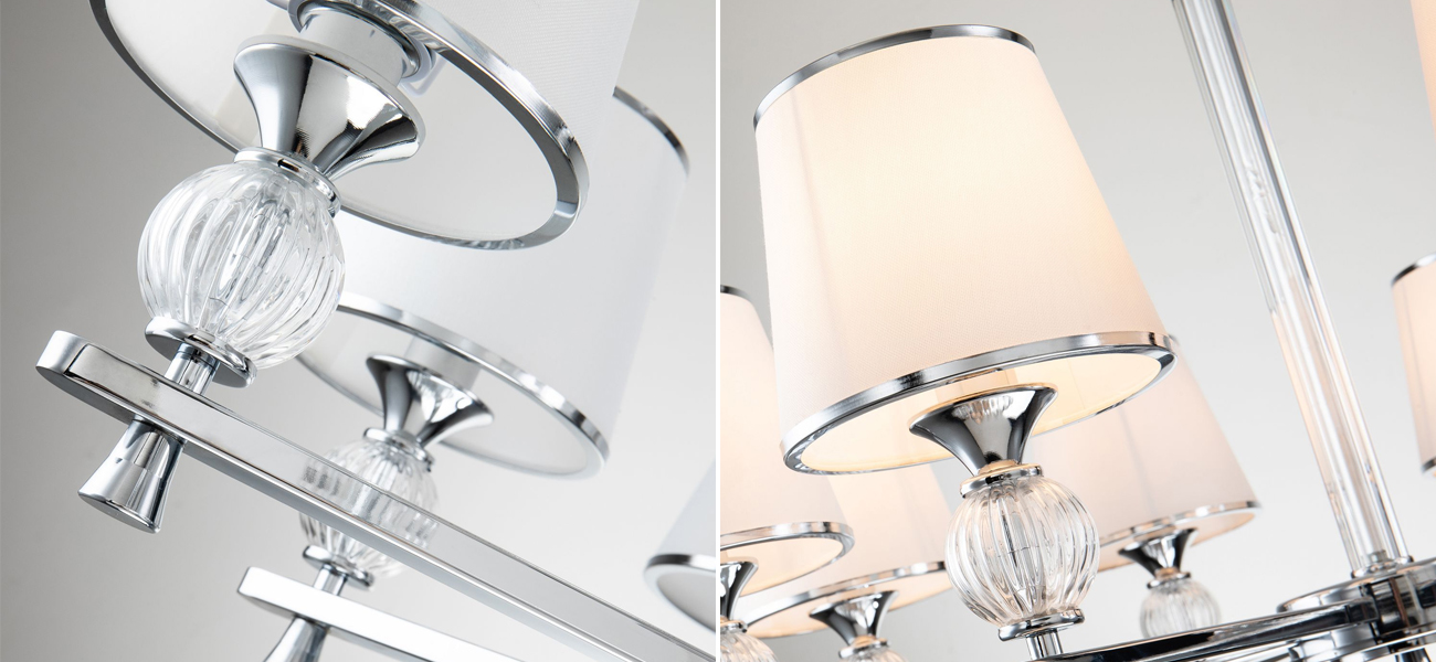 Люстра цвета хром с тканевыми плафонами LUMINAIRE - фото