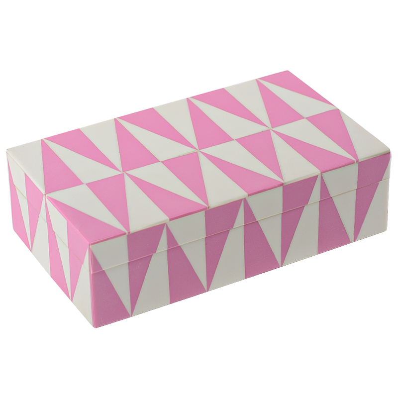 Шкатулка Pink Triangles Bone Inlay Box Розовый Белый в Брянске | Loft Concept 