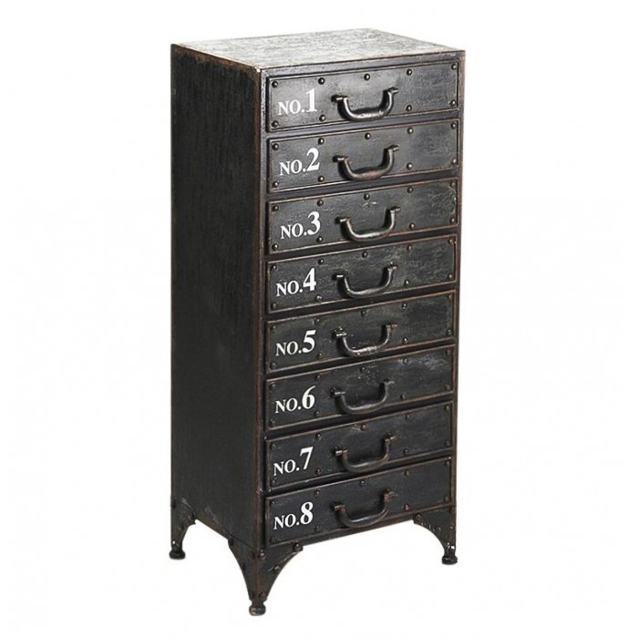 Комод металлический в стиле Лофт Industrial Loft Rustic Iron 8 Drawer Dresser Черный Комод металлический в стиле Лофт Industrial Loft Rustic Iron 8 Drawer Dresser Черный в Брянске | Loft Concept