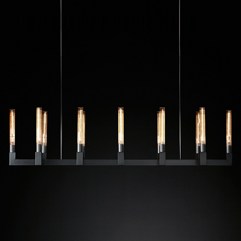 Люстра RH CANELLE Linear Chandelier 12 Modern Black Черный матовый Люстра RH CANELLE Linear Chandelier 12 Modern Black Черный матовый в Брянске | Loft Concept