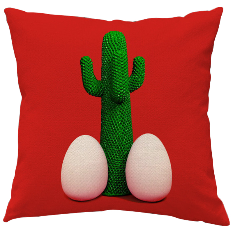 Декоративная подушка Seletti Cushion God Cactus Красный Зеленый Белый Декоративная подушка Seletti Cushion God Cactus Красный Зеленый Белый в Брянске | Loft Concept