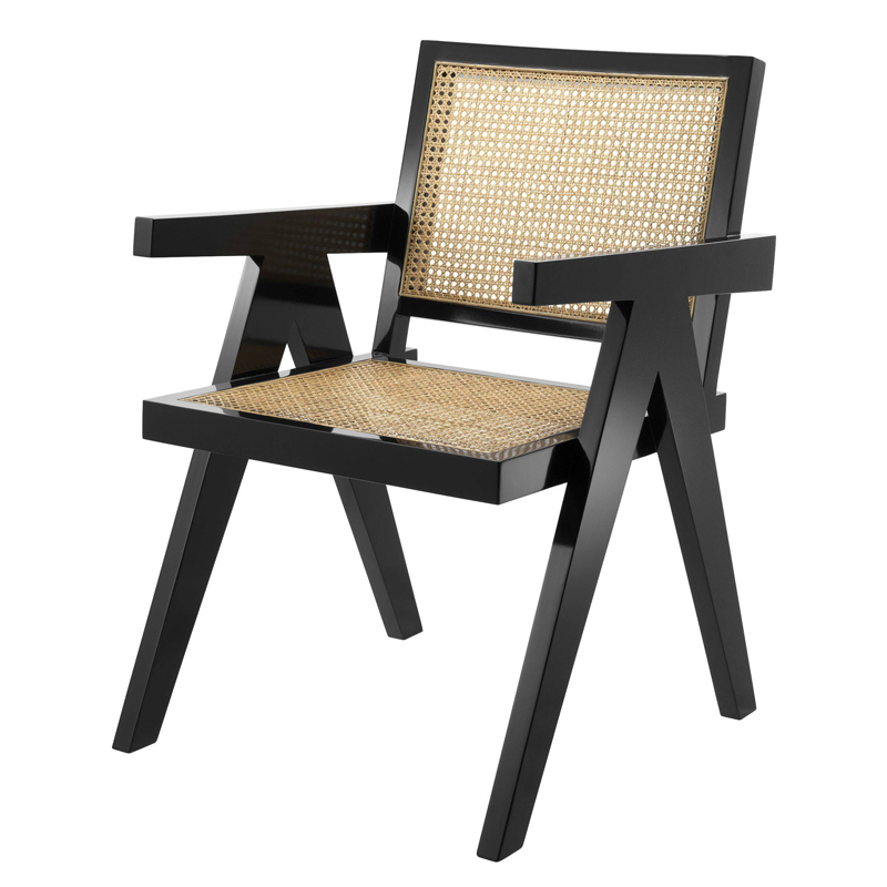 Стул Eichholtz Dining Chair Adagio Черный Бежевый Стул Eichholtz Dining Chair Adagio Черный Бежевый в Брянске | Loft Concept