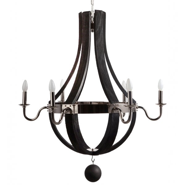 Люстра RH Wine Barrel chandelier Polished nickel Черный в Брянске | Loft Concept 