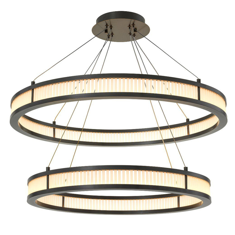 Люстра Eichholtz Chandelier Damien Double Bronze Темная бронза Белое матовое стекло Люстра Eichholtz Chandelier Damien Double Bronze Темная бронза Белое матовое стекло в Брянске | Loft Concept