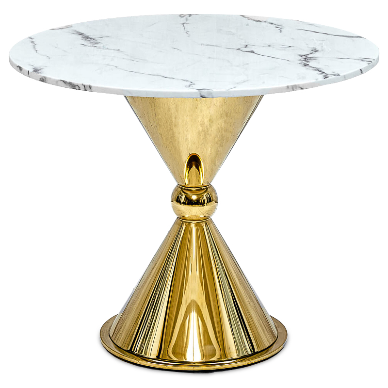Обеденный стол Furness Dining Table Глянцевое золото Белый Мрамор Bianco Обеденный стол Furness Dining Table Глянцевое золото Белый Мрамор Bianco в Брянске | Loft Concept