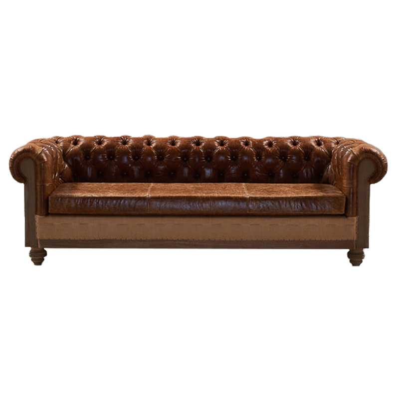 Диван Deconstructed Chesterfield Sofa triple Brown leather Коричневый ivory ( слоновая кость ) в Брянске | Loft Concept 
