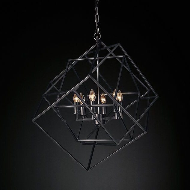 Люстра RH Caged Cubist Pendant black Черный Люстра RH Caged Cubist Pendant black Черный в Брянске | Loft Concept