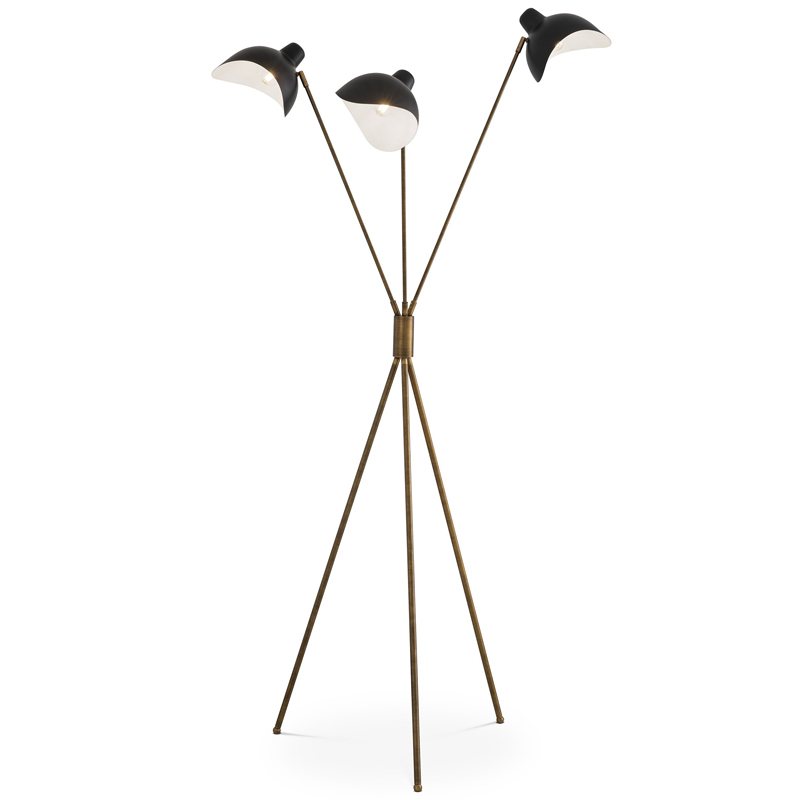 Торшер Eichholtz Floor Lamp Costner Черный Латунь Античная полированная Торшер Eichholtz Floor Lamp Costner Черный Латунь Античная полированная в Брянске | Loft Concept