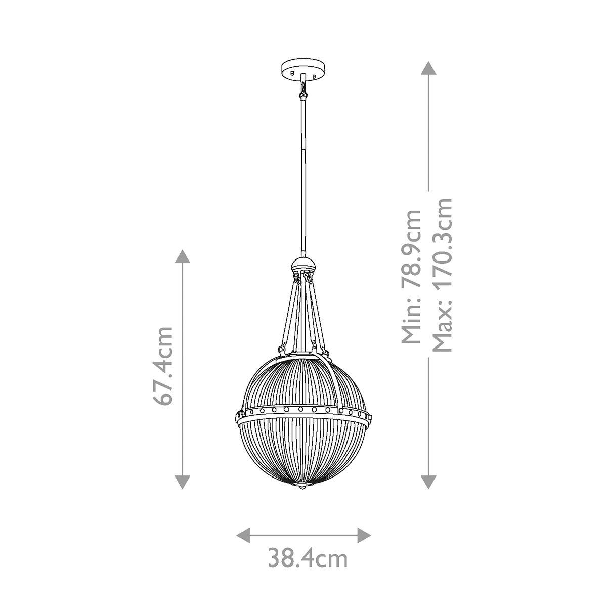 Подвесной светильник с рифленым стеклянным плафоном в форме шара Kichler в Брянске