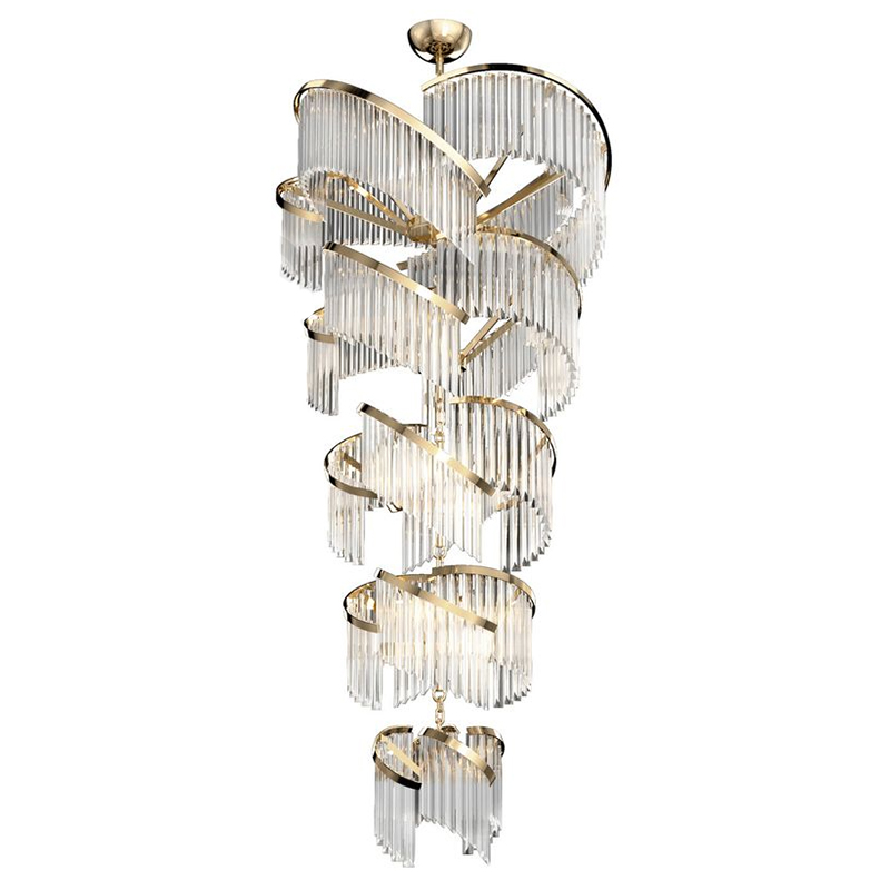Большая Многоярусная Люстра для Высокого потолка Odeon Large Tiered Chandelier Золотой Прозрачное Стекло Большая Многоярусная Люстра для Высокого потолка Odeon Large Tiered Chandelier Золотой Прозрачное Стекло в Брянске | Loft Concept
