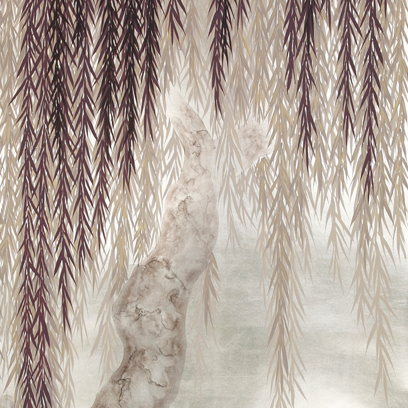 Обои ручная роспись Willow Boysenberry on White Metal gilded paper Обои ручная роспись Willow Boysenberry on White Metal gilded paper в Брянске | Loft Concept