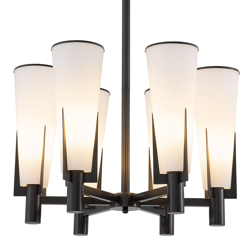 Люстра Eichholtz Chandelier Dino Bronze Белое матовое стекло Черный Темная бронза Люстра Eichholtz Chandelier Dino Bronze Белое матовое стекло Черный Темная бронза в Брянске | Loft Concept