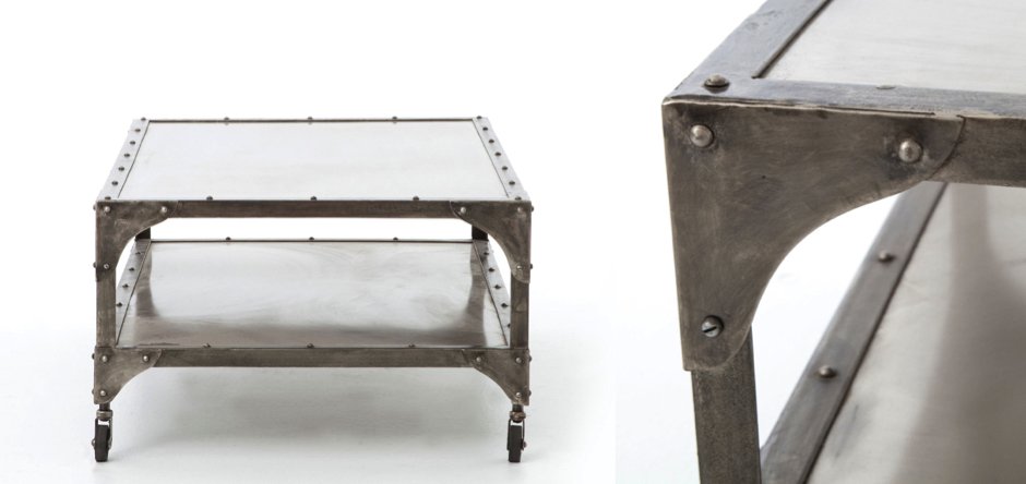Кофейный стол Industrial Steampunk Nickel Coffee Table Кофейный стол Industrial Steampunk Nickel Coffee Table - Loft-Concept в Брянске