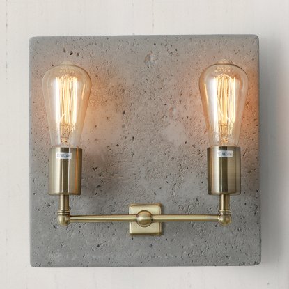 Бра Concrete SocKet Double Bra Латунь Античная полированная Серый бетон Бра Concrete SocKet Double Bra Латунь Античная полированная Серый бетон в Брянске | Loft Concept