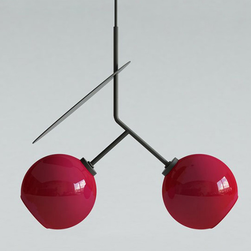Подвесной светильник Cherry Pendant Double Red Красный Черный Подвесной светильник Cherry Pendant Double Red Красный Черный в Брянске | Loft Concept