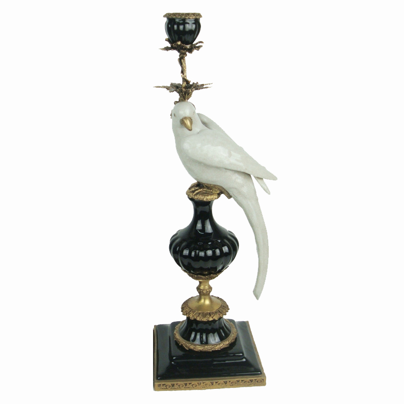Подсвечник White Parrot Бронза Белый Черный Подсвечник White Parrot Бронза Белый Черный в Брянске | Loft Concept