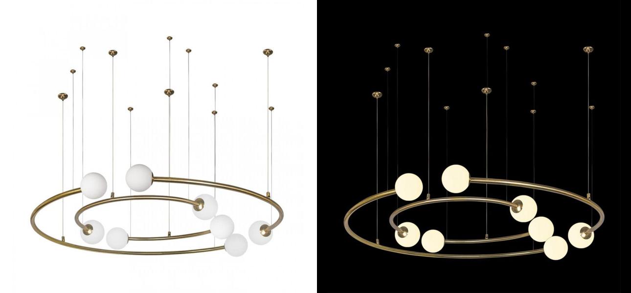 Дизайнерская Модульная Люстра PLANETARY two rings Gold 100 см - фото №1