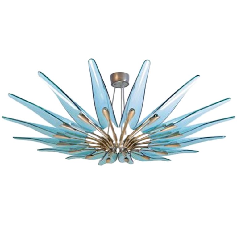 Люстра Large Chandelier Max Ingrand Fontana Arte Золотой Синий Люстра Large Chandelier Max Ingrand Fontana Arte Золотой Синий в Брянске | Loft Concept