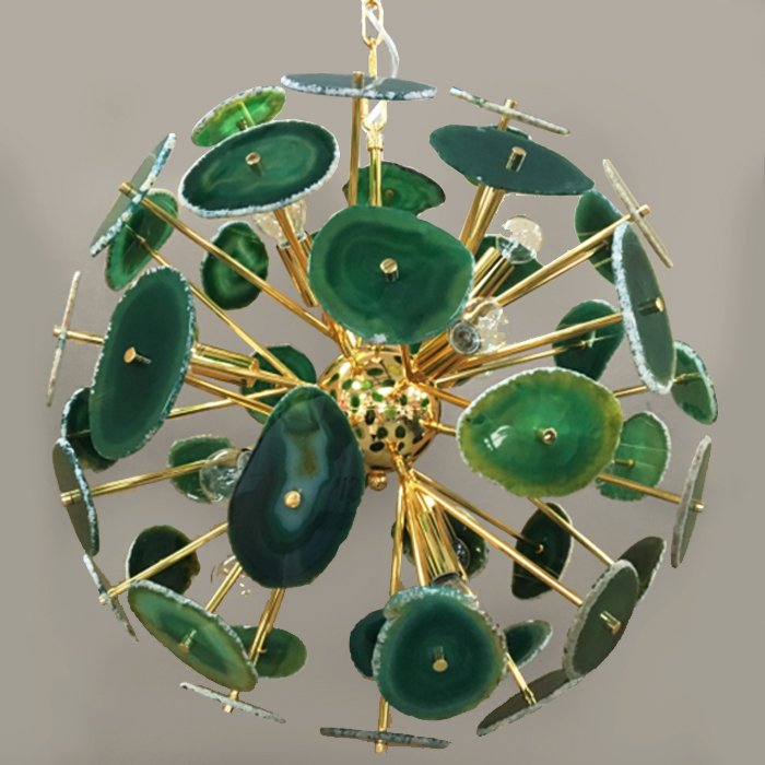 Люстра Agate Burst Chandelier Green Зеленый Золотой в Брянске | Loft Concept 