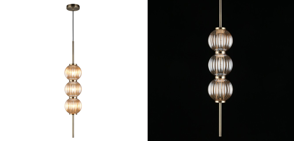 Подвесной светильник Shell Beads с янтарным стеклом Подвесной светильник Shell Beads с янтарным стеклом - Loft-Concept в Брянске
