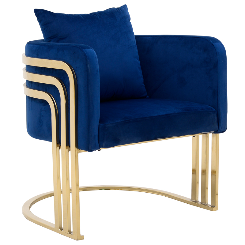 Кресло Custodia Armchair Blue Синий Глянцевое золото Кресло Custodia Armchair Blue Синий Глянцевое золото в Брянске | Loft Concept