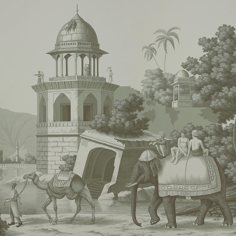 Обои ручная роспись Early Views of India Crystal Grey on scenic paper  в Брянске | Loft Concept 