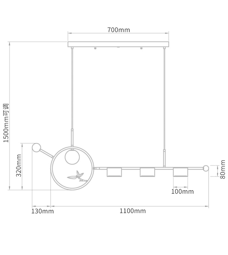 Линейный светильник Metal Wood Ring Leaf Linear Light в Брянске
