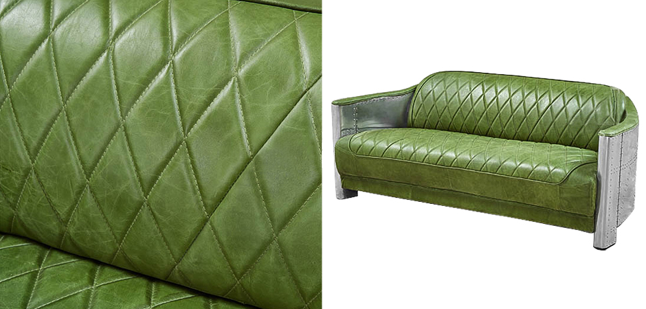 Диван Авиатор Sofa 2 seat зеленая кожа Диван Авиатор Sofa 2 seat зеленая кожа - Loft-Concept в Брянске