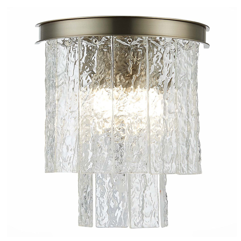 Бра Renea Textured Glass Wall Lamp Nickel Никель Прозрачное Стекло в Брянске | Loft Concept 