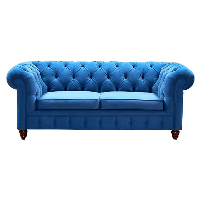 Диван Mini Kensington double blue velor Светло-синий Коричневый Диван Mini Kensington double blue velor Светло-синий Коричневый в Брянске | Loft Concept
