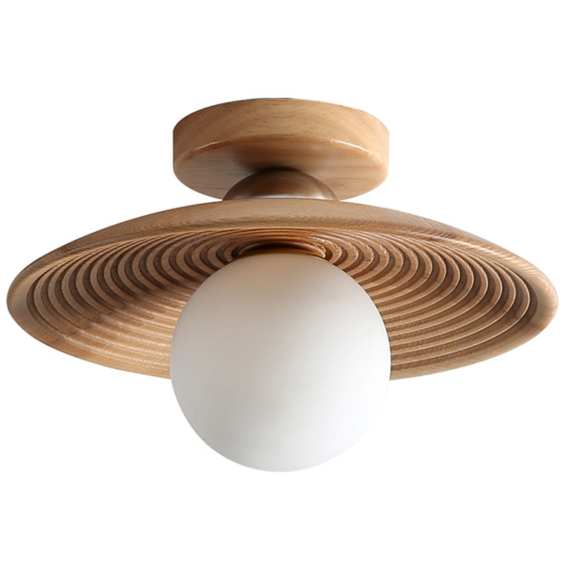 Потолочный светильник Ogata Wooden Light Коричневый Древесина Белое матовое стекло Потолочный светильник Ogata Wooden Light Коричневый Древесина Белое матовое стекло в Брянске | Loft Concept