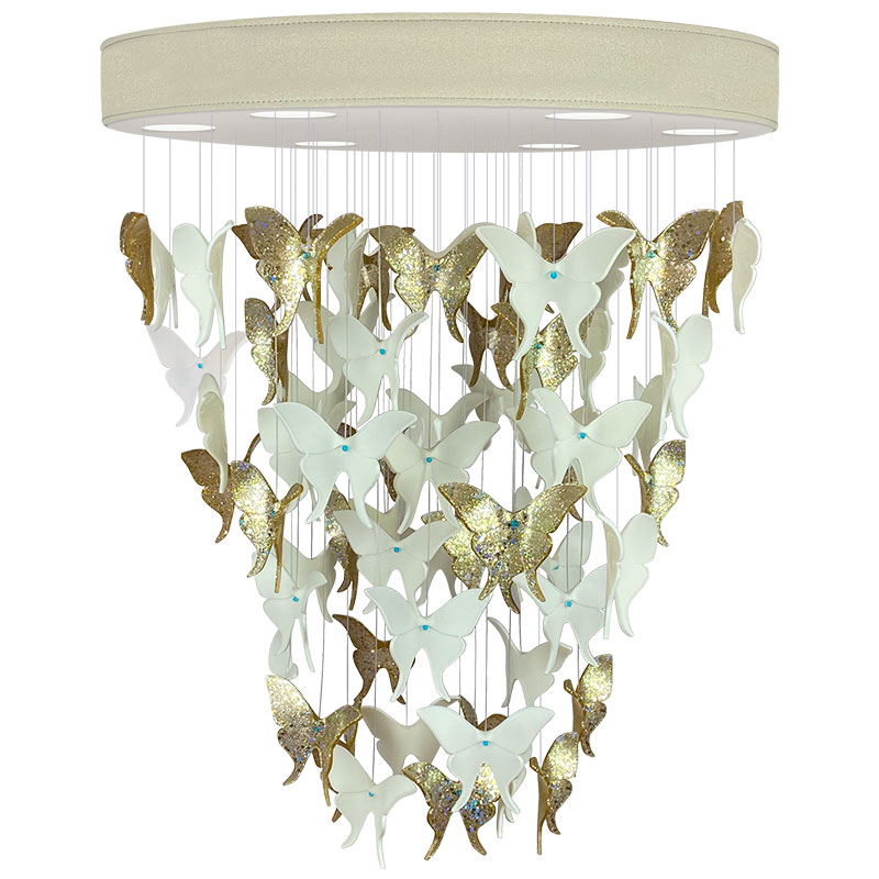 Люстра Золотые Бабочки Жемчужно-серая база Night Butterflies Chandelier Gold Бежево-серый Белый Золотой Люстра Золотые Бабочки Жемчужно-серая база Night Butterflies Chandelier Gold Бежево-серый Белый Золотой в Брянске | Loft Concept