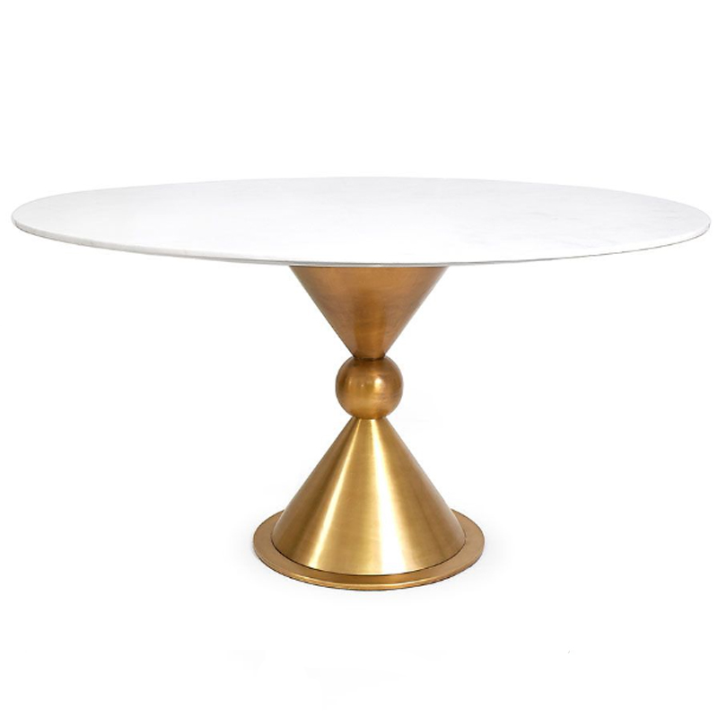 Обеденный стол Jonathan Adler Caracas Dining Table Латунь Белый Мрамор Bianco в Брянске | Loft Concept 