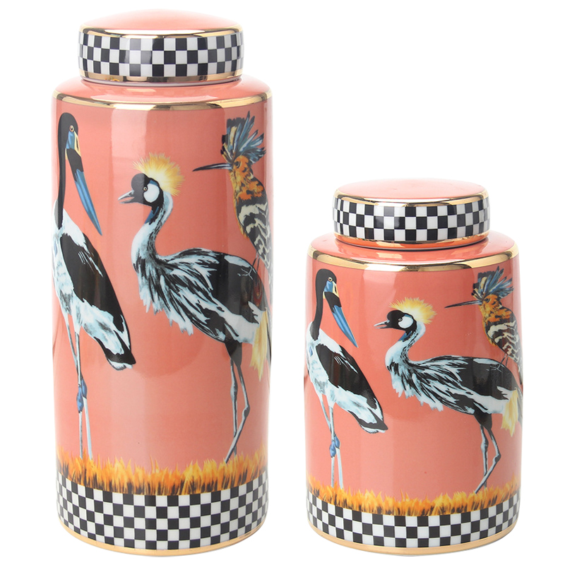 Ваза с крышкой Storks Vase Розовый Лососёвый Черно-белый Мульти Ваза с крышкой Storks Vase Розовый Лососёвый Черно-белый Мульти в Брянске | Loft Concept