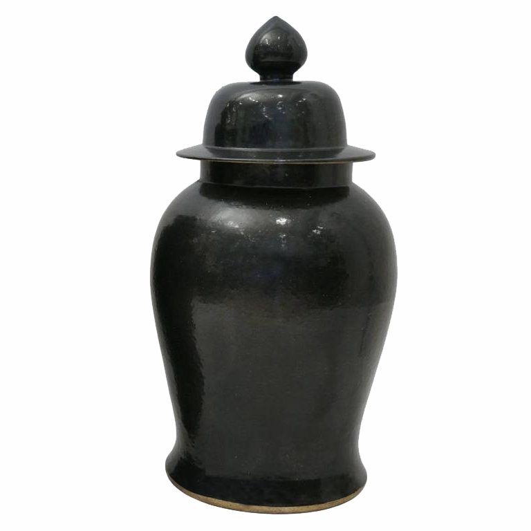 Ваза Black Ceramic Chinese Jars with Lids Черный Ваза Black Ceramic Chinese Jars with Lids Черный в Брянске | Loft Concept