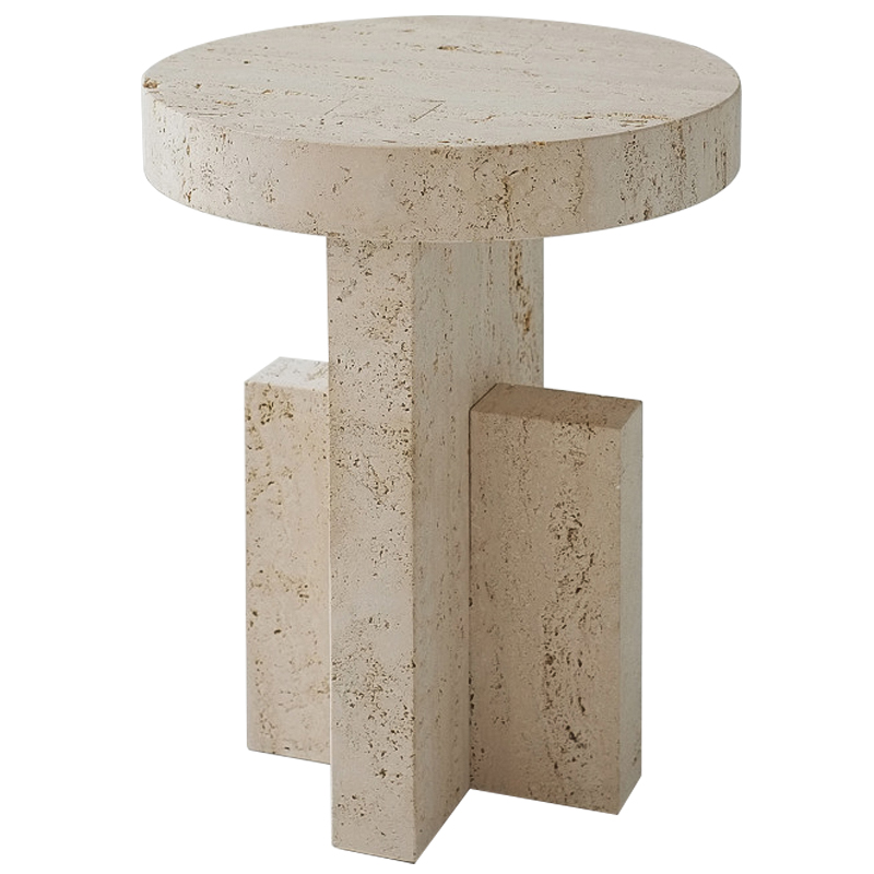 Приставной стол Clarence Travertine Side Table Бежевый в Брянске | Loft Concept 